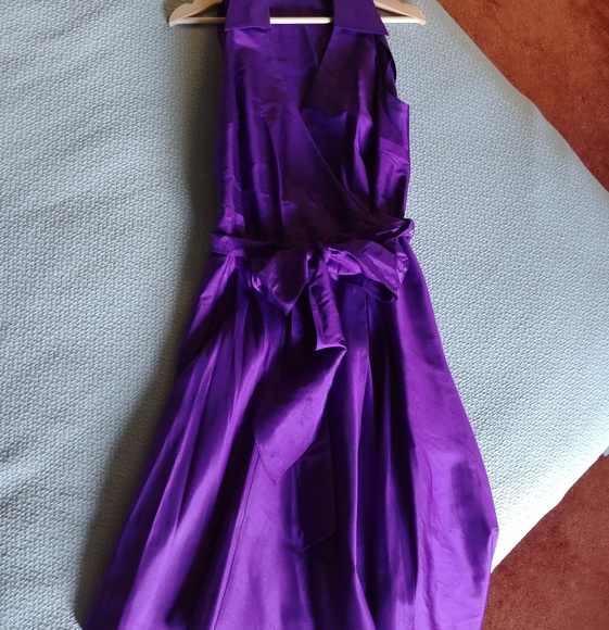 purple silk wrap dress